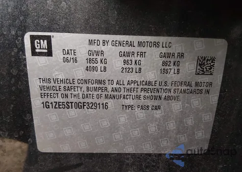 2016 Chevrolet Malibu 1Lt from USA, damaged, VIN 1G1ZE5ST0GF329116